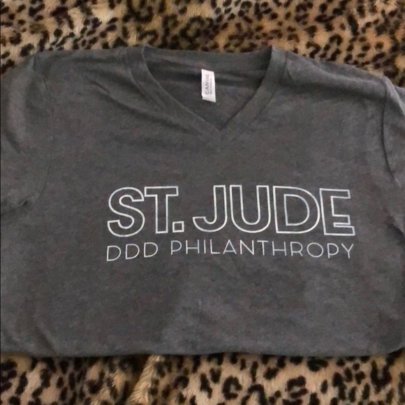 Bella Canvas Tops - TriDelta Philanthropy St. Jude V-Neck Grey Shirt